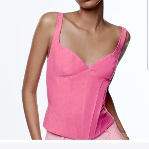 zara linen corset top